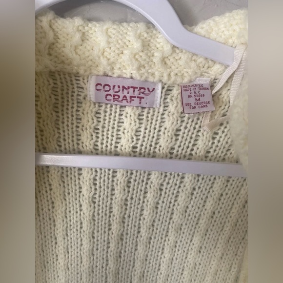 Vintage Country Craft Cardigan Sweater Women's Size Medium Beige 70’s 80’s GUC - Picture 2 of 15